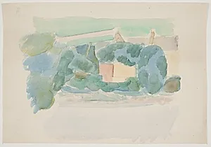 Fransk landskab med huse i mellemgrunden. Sydfrankrig by Vilhelm Lundstrøm