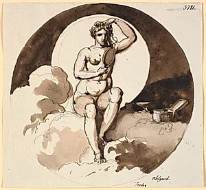 Fredag. Venus siddende med spejl og smykkeæske by Nicolai Abildgaard