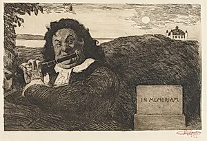 Fredensborg idyl. Olaf Poulsen spiller på fløjte for sin datter by Hans Nikolaj Hansen
