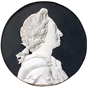 Frederik V i romersk feltherredragt og med laurbærkrans om hovedet by Daniel Adzer
