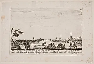 Frederik V inspicerer regimenterne uden for Vestre Port i Odense