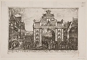 Frederik V's passerer æresporten i Horsens by Poul Isac Grønvold