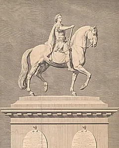 Frederik V's rytterstatue på Amalienborg Plads by J.M. Preisler