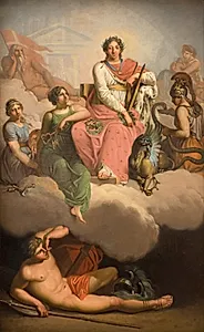 Frederik V som videnskabens og kunsternes beskytter. Allegori by Nicolai Abildgaard