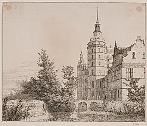 Frederiksborg Slot. Parti ved Møntbroen by Christen Købke