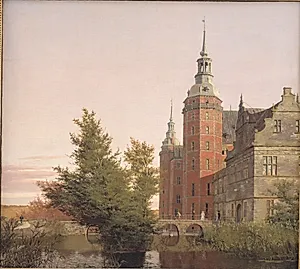 Frederiksborg Slot. Parti ved Møntbroen by Christen Købke