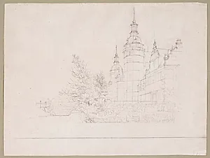 Frederiksborg Slot. Parti ved Møntbroen by Christen Købke