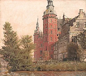 Frederiksborg Slot. Parti ved Møntbroen. Studie by Christen Købke