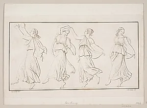 Fremstilling med dansende kvinder by Edvard Sonne