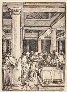 Fremstillingen i templet by Albrecht Dürer