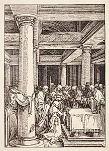 Fremstillingen i templet by Albrecht Dürer
