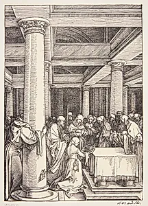 Fremstillingen i templet by Albrecht Dürer