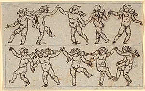 Frise med to rækker dansende amoriner by Nicolai Abildgaard