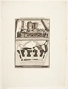 Front samt plantegning over en fontæne by Giovanni Battista Piranesi