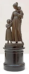 Fru Sophie Thiele, f. Holten stående med døtrene Ida og Hanne by H.W. Bissen