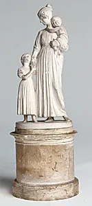 Fru Sophie Thiele, f. Holten stående med døtrene Ida og Hanne by H.W. Bissen
