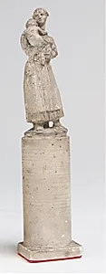 Fru Sophie Thiele, f. Holten stående med et barn på armen by H.W. Bissen