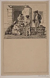 Fugle i fangenskab. Nr. 9 i Chr. Winther og M. Rørbye, "25 Billeder for små børn" by Adolph Kittendorff