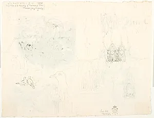 Fugle og arkitektur. Illustrationsudkast til H.C. Andersen, Skrubtudsen by Lorenz Frølich