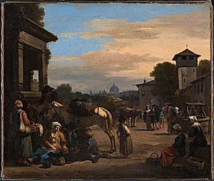 Gadeliv i Rom by Jan van Huchtenburg