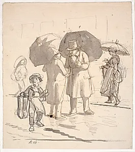 Gadescene i regnvejr by Wilhelm Marstrand