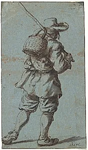 Gående bonde set fra ryggen by Andries Both