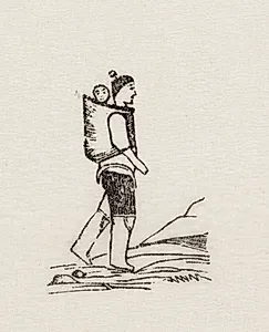 Gående kone med barn i amaut by Abraham