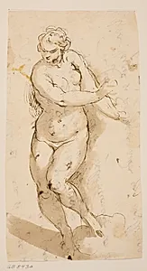 Gående nøgen kvindelig model by Jacopo Palma (il Giovane)