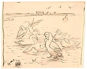 Gæs på Saltholm by Theodor Philipsen