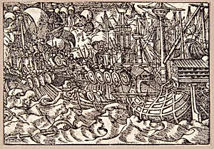 Gaius Duillius besejrer Kartago i et søslag by Tobias Stimmer