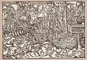 Gaius Duillius sejrer i et søslag over kartaginienserne by Tobias Stimmer
