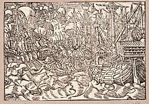 Gaius Duillius sejrer i et søslag over kartaginienserne by Tobias Stimmer
