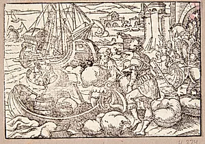 Gaius Lutatius besejrer Karthagos flåde by Tobias Stimmer