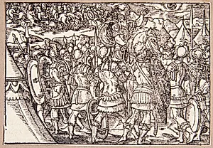 Gaius Sulpius Gallus forudser en måneformøkelse by Tobias Stimmer