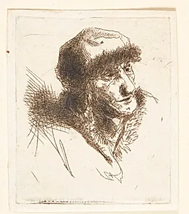 Gammel kvinde med pelshue by Cornelis Pietersz Bega