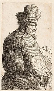 Gammel mand et bagfra by Rembrandt van Rijn