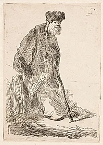 Gammel mand i kappe og med pelshue by Rembrandt van Rijn