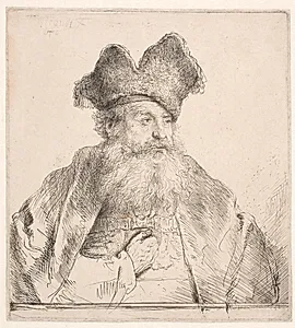 Gammel mand med pelshue by Rembrandt van Rijn