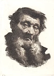 Gammel mand med tvedelt gråt skæg by Frans Schwartz