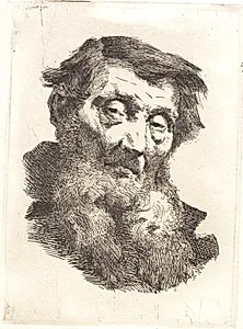 Gammel mand med tvedelt gråt skæg by Frans Schwartz
