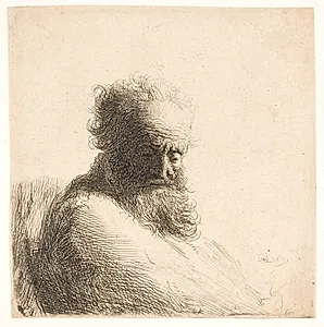 Gammel, skægget mand. Buste by Rembrandt van Rijn