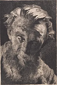 Gammel skægget mand, der ser til siden by Frans Schwartz