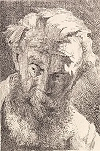 Gammel skægget mand, der ser til siden by Frans Schwartz