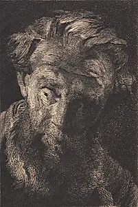 Gammel skægget mand, der ser til siden by Frans Schwartz