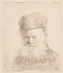 Gammel skægget mand med pelshue by Rembrandt van Rijn