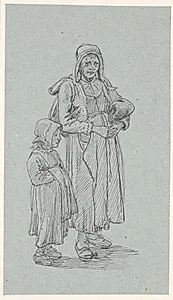 Gammel svensk kone og lille pige by Wilhelm Marstrand