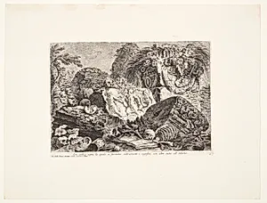 Gammelt alter, på hvilket man foretog ofringer i antikken; omgivet af andre ruiner ... by Giovanni Battista Piranesi