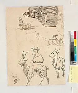 Geder, siddende rokokodame by Wilhelm Marstrand