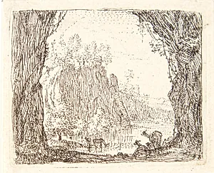 Geder ved en flod by Karel Du Jardin