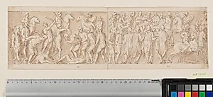 Germanske ledere halshugges; sarmaterne for det kejserlige koncil; begyndelse på et kavallerislag by Giovanni Guerra